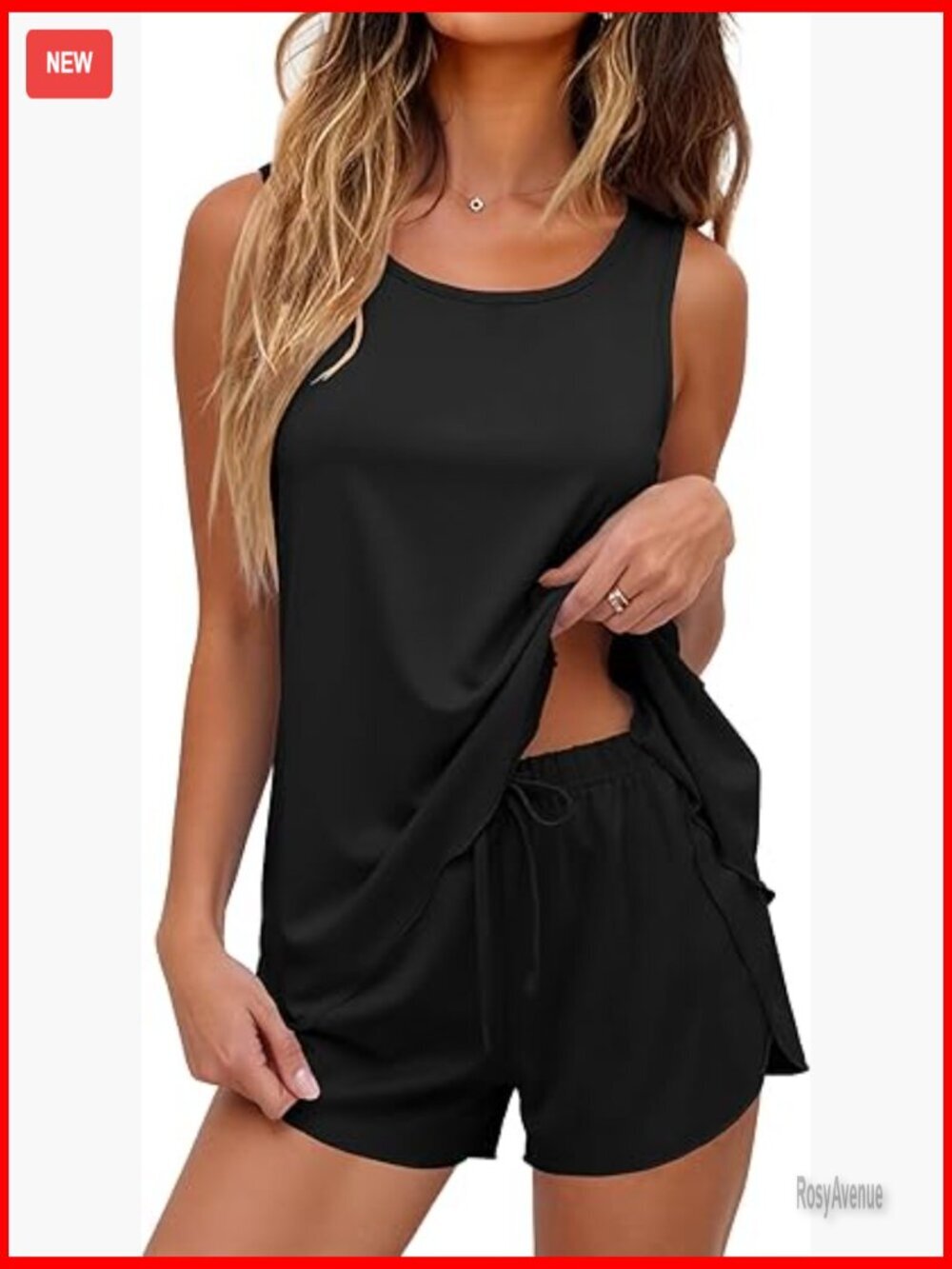 Sleeveless Tank Top and Split Shorts Pajama Set 2 Piece
